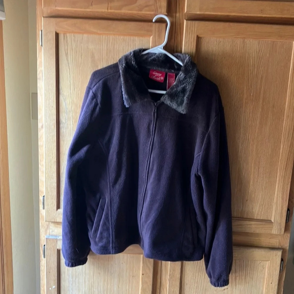 Zoey & Beth deep brown Fleece Soft Faux Fur Full Zip Jacket Extra Large